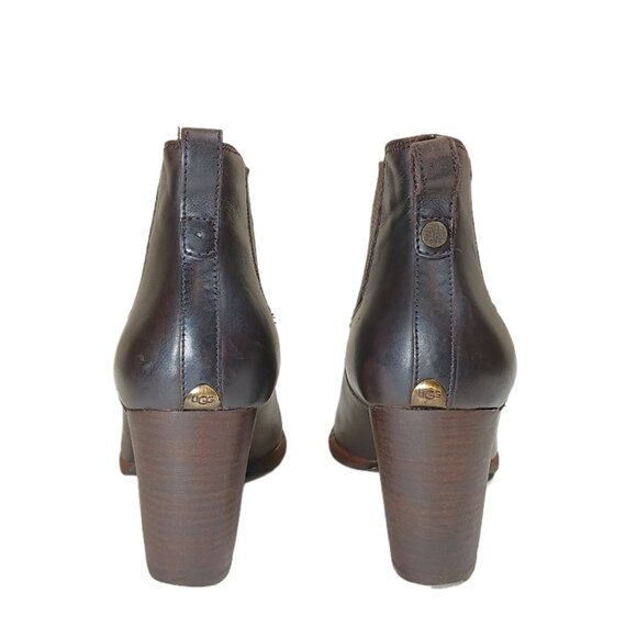 UGG Dark Brown Leather Ankle Booties - Picture 4 of 5